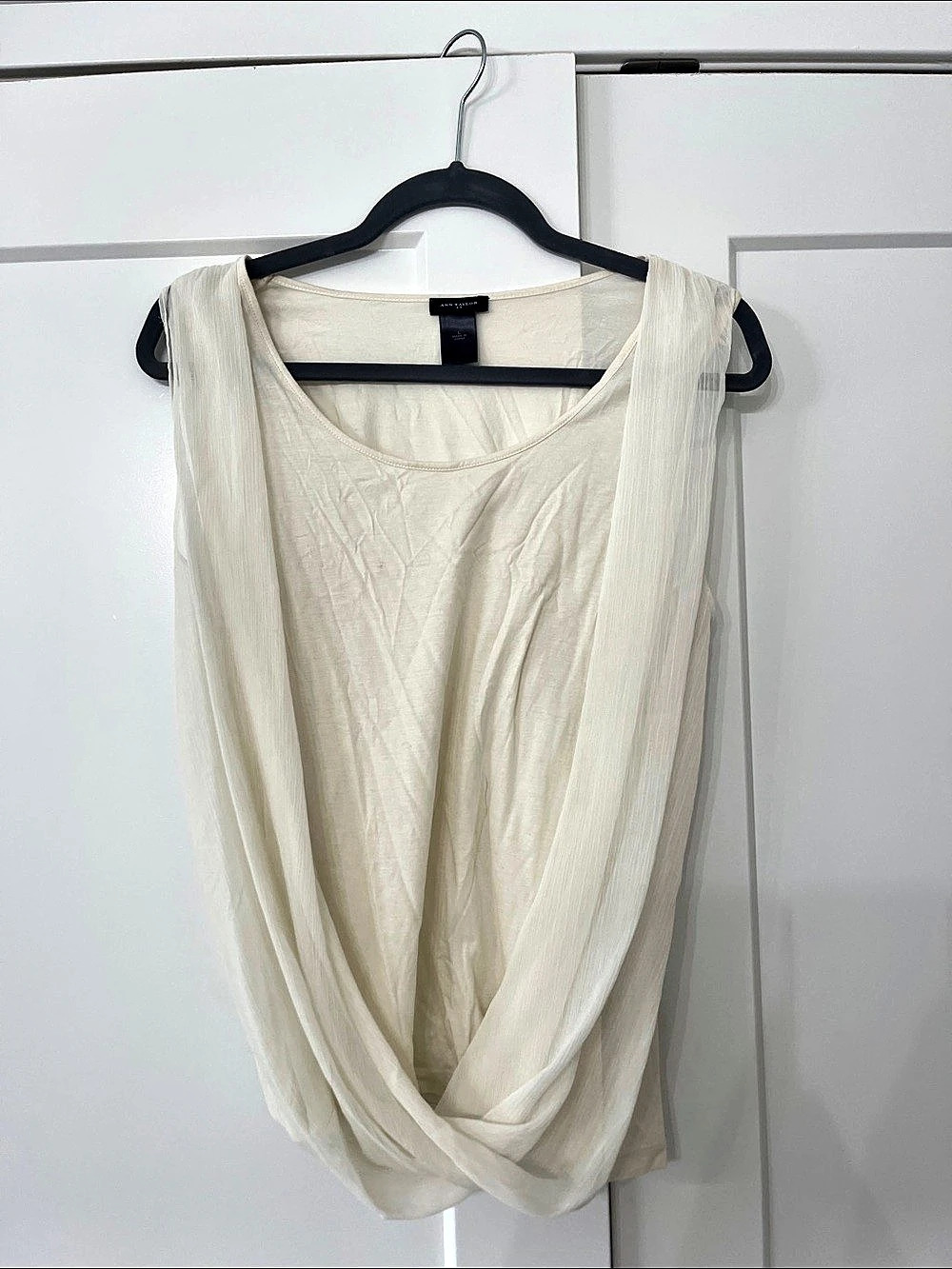 Ann Taylor Draped Front Tank Top in Cream